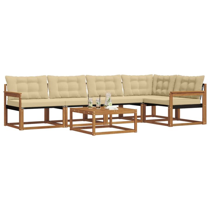 Udendørs sofagruppe med pude 6 pcs Naturlig og Beige
