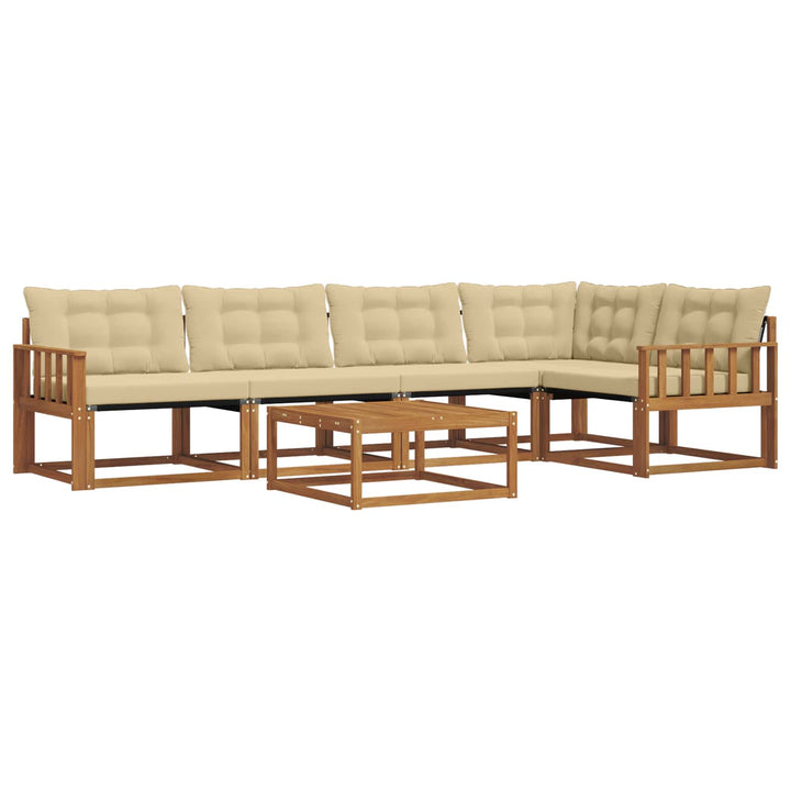Udendørs sofagruppe med pude 6 pcs Naturlig og Beige