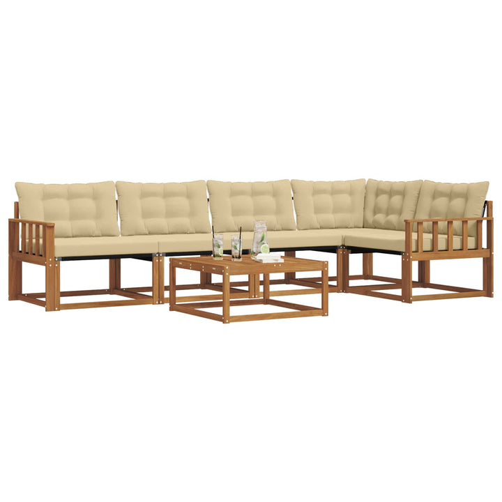 Udendørs sofagruppe med pude 6 pcs Naturlig og Beige