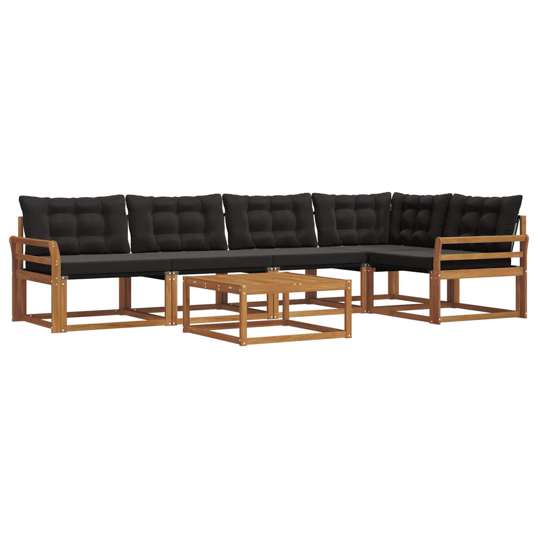 Udendørs sofagruppe med pude 6 pcs Naturlig og sort