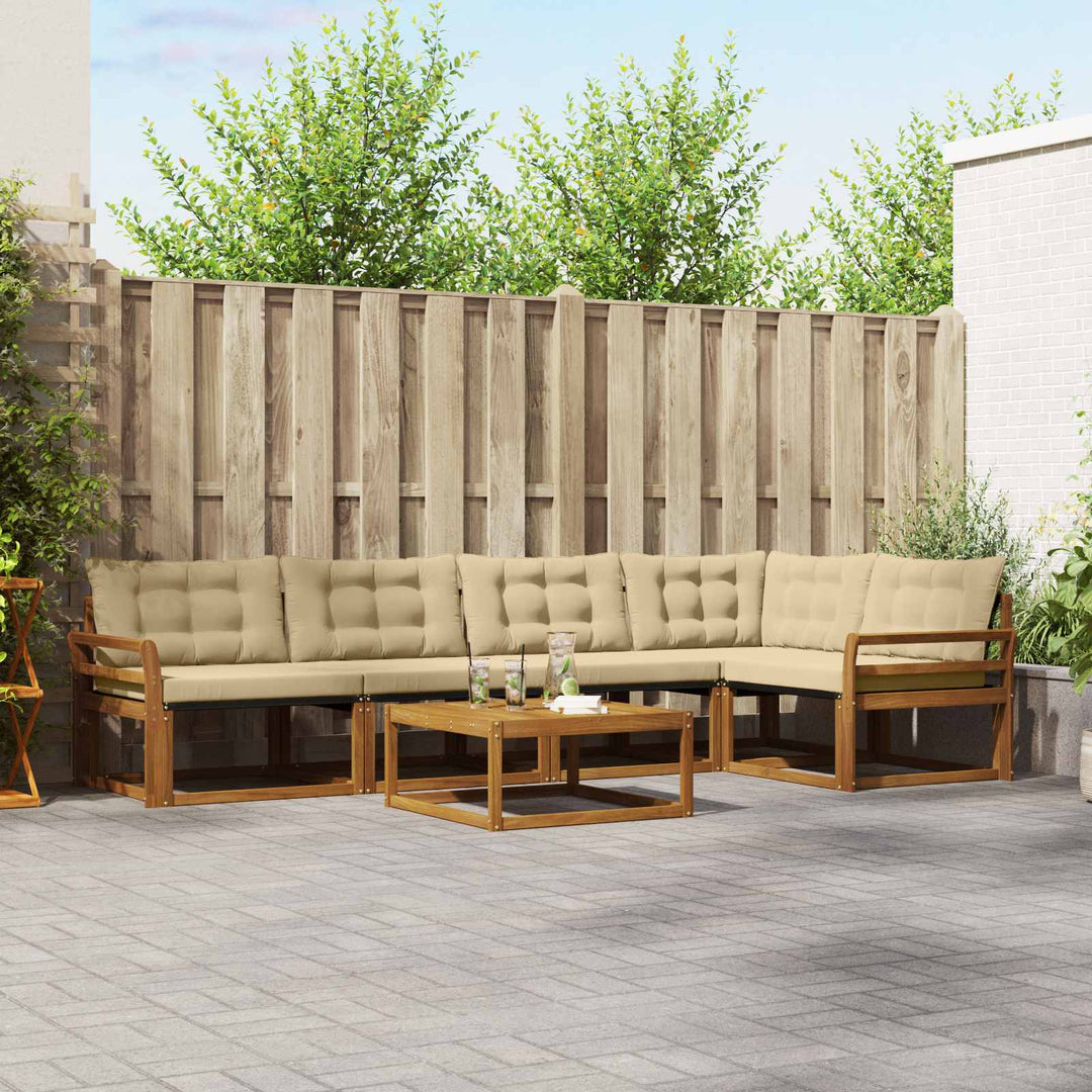 Udendørs sofagruppe med pude 6 pcs Naturlig og Beige