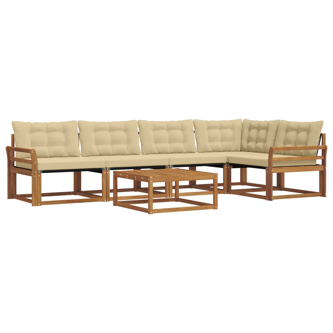 Udendørs sofagruppe med pude 6 pcs Naturlig og Beige