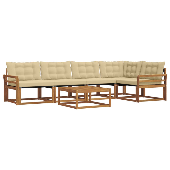 Udendørs sofagruppe med pude 6 pcs Naturlig og Beige