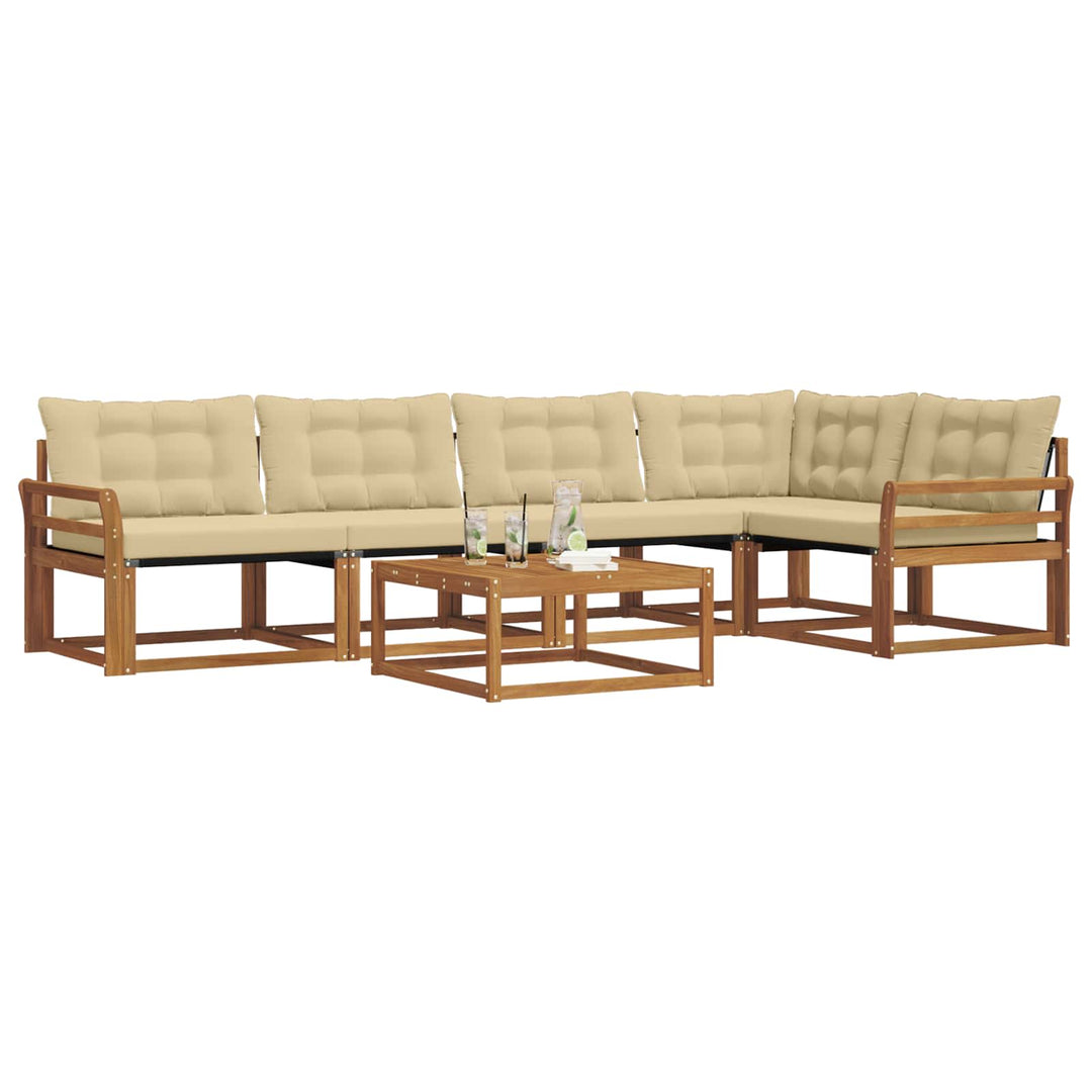 Udendørs sofagruppe med pude 6 pcs Naturlig og Beige
