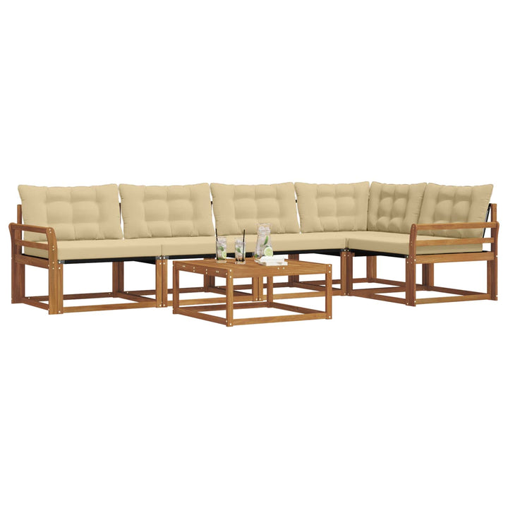 Udendørs sofagruppe med pude 6 pcs Naturlig og Beige
