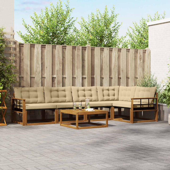 Udendørs sofagruppe med pude 6 pcs Naturlig og Beige