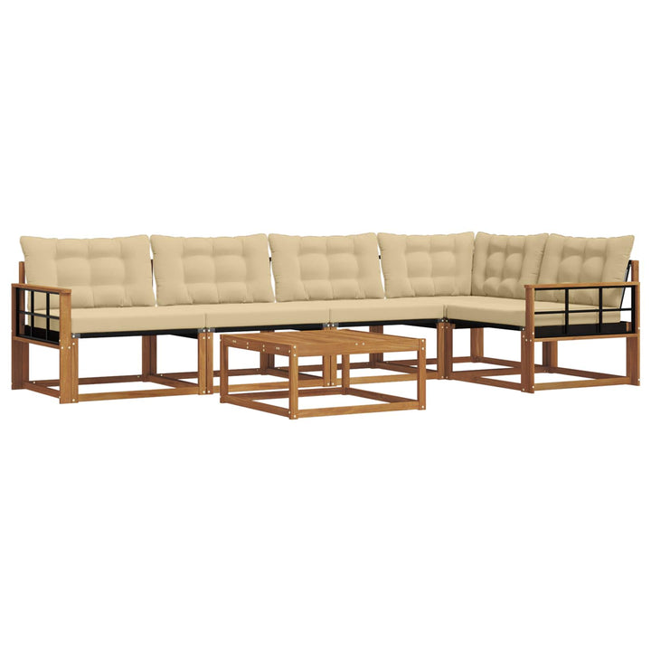 Udendørs sofagruppe med pude 6 pcs Naturlig og Beige