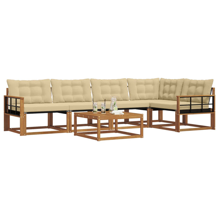 Udendørs sofagruppe med pude 6 pcs Naturlig og Beige