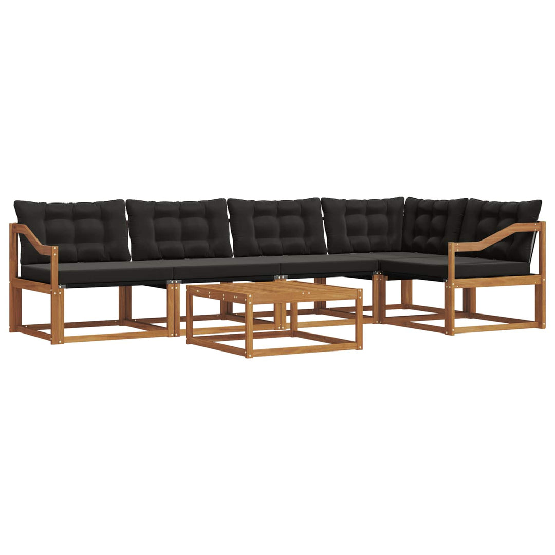Udendørs sofagruppe med pude 6 pcs Naturlig og sort