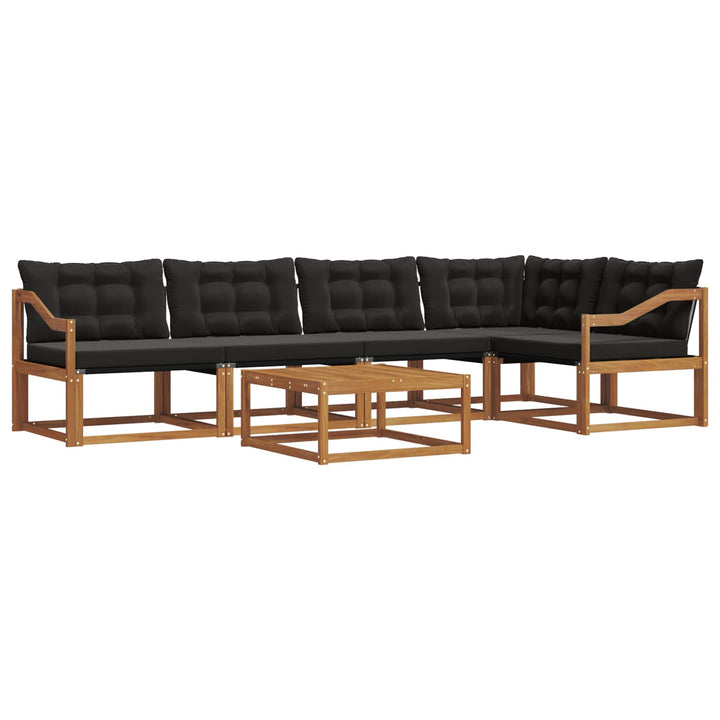 Udendørs sofagruppe med pude 6 pcs Naturlig og sort
