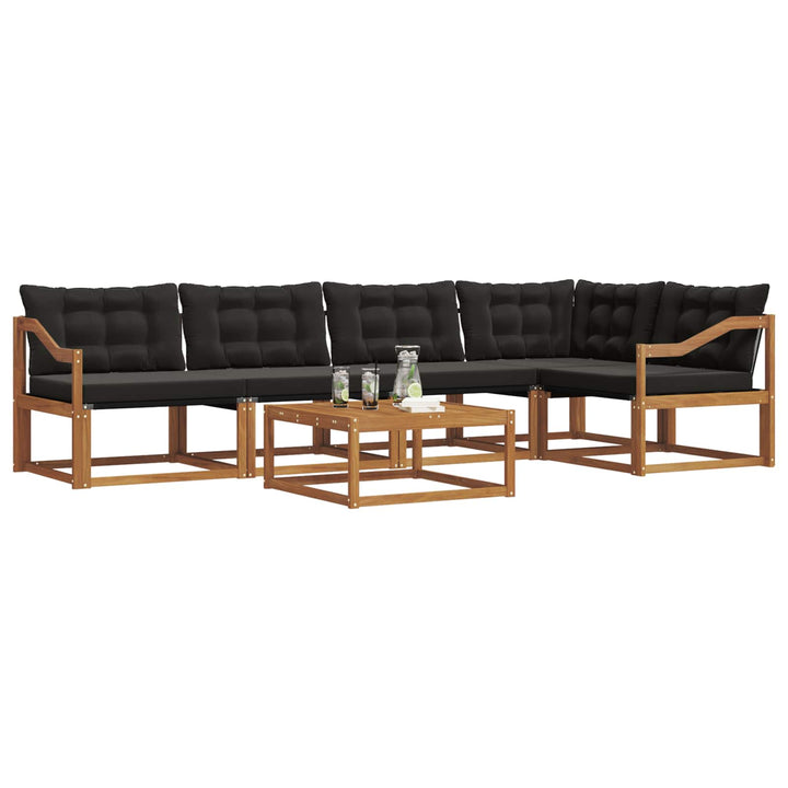 Udendørs sofagruppe med pude 6 pcs Naturlig og sort