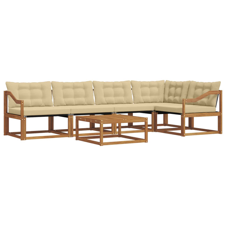 Udendørs sofagruppe med pude 6 pcs Naturlig og Beige