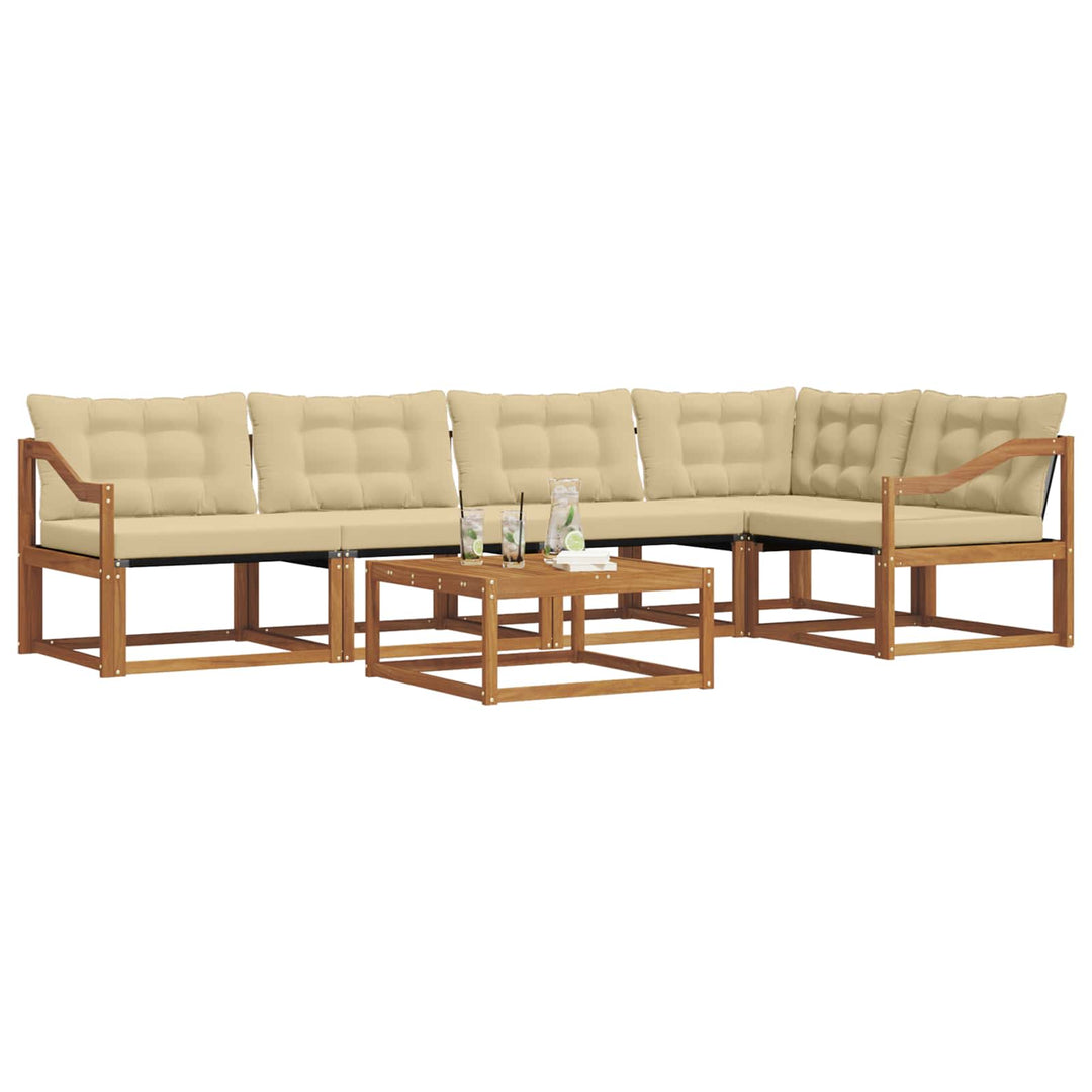 Udendørs sofagruppe med pude 6 pcs Naturlig og Beige