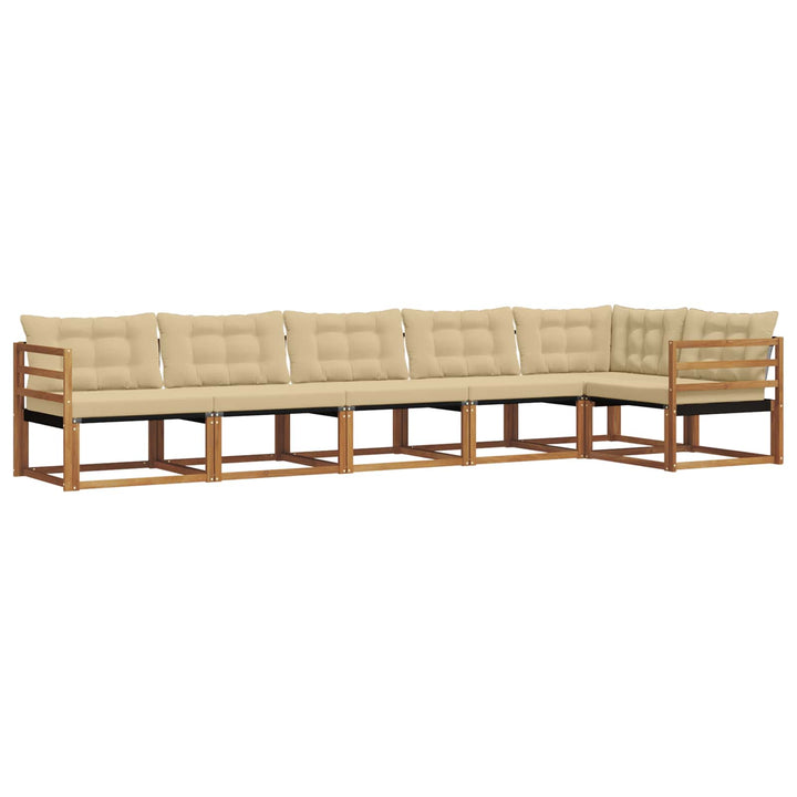 Udendørs sofagruppe med pude 6 pcs Naturlig og Beige