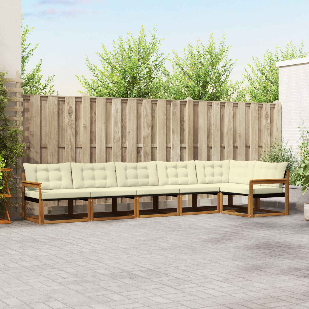 Udendørs sofagruppe med pude 6 pcs Naturlig og Fløde