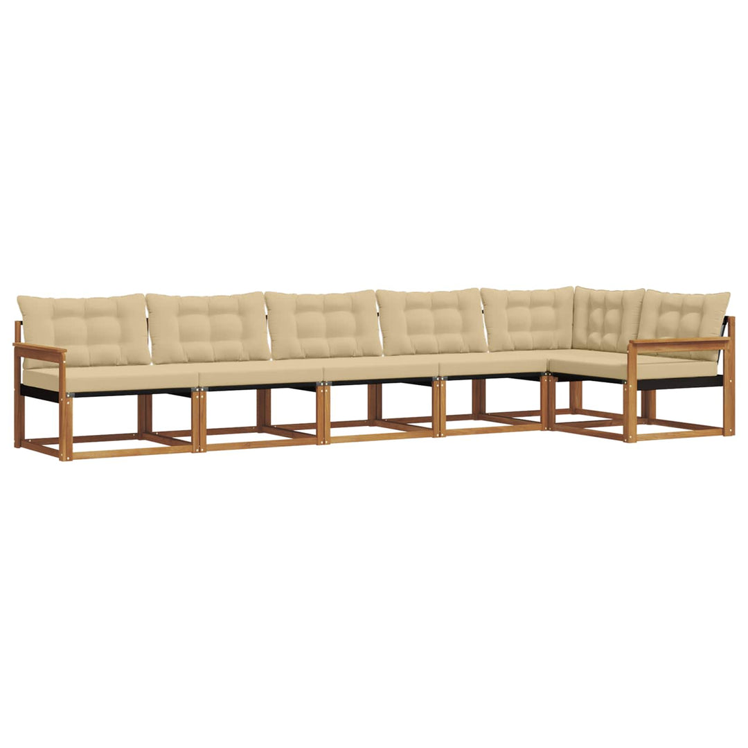 Udendørs sofagruppe med pude 6 pcs Naturlig og Beige