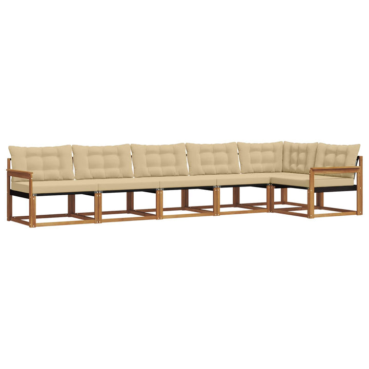Udendørs sofagruppe med pude 6 pcs Naturlig og Beige