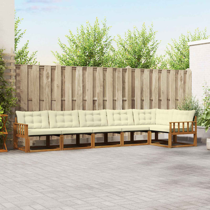 Udendørs sofagruppe med pude 6 pcs Naturlig og Fløde