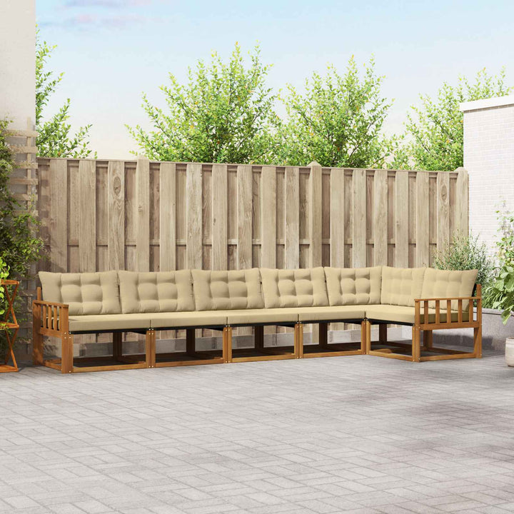Udendørs sofagruppe med pude 6 pcs Naturlig og Beige