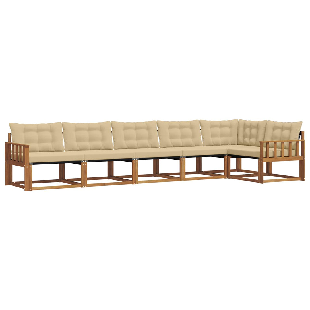 Udendørs sofagruppe med pude 6 pcs Naturlig og Beige