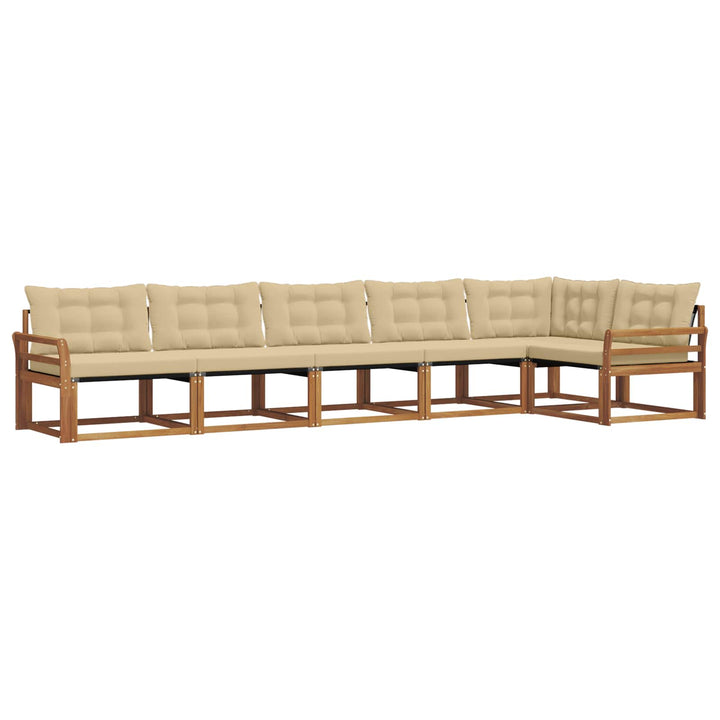 Udendørs sofagruppe med pude 6 pcs Naturlig og Beige