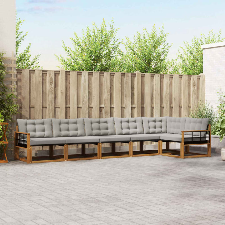 Udendørs sofagruppe med pude 6 pcs Naturlig og Lys Grå