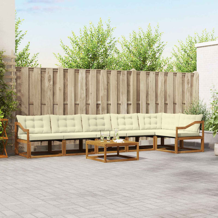 Udendørs sofagruppe med pude 6 pcs Naturlig og Fløde