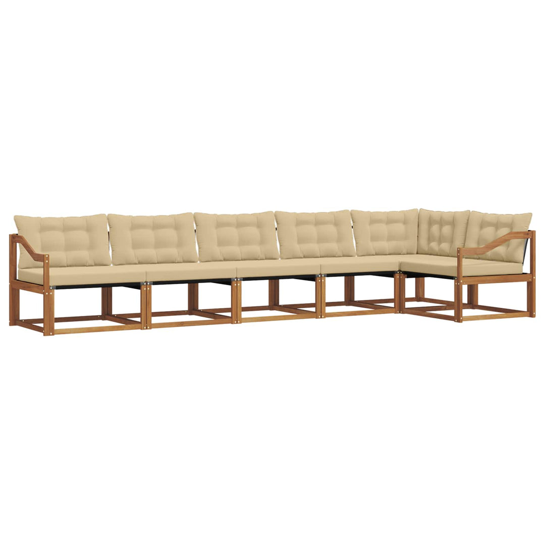 Udendørs sofagruppe med pude 6 pcs Naturlig og Beige