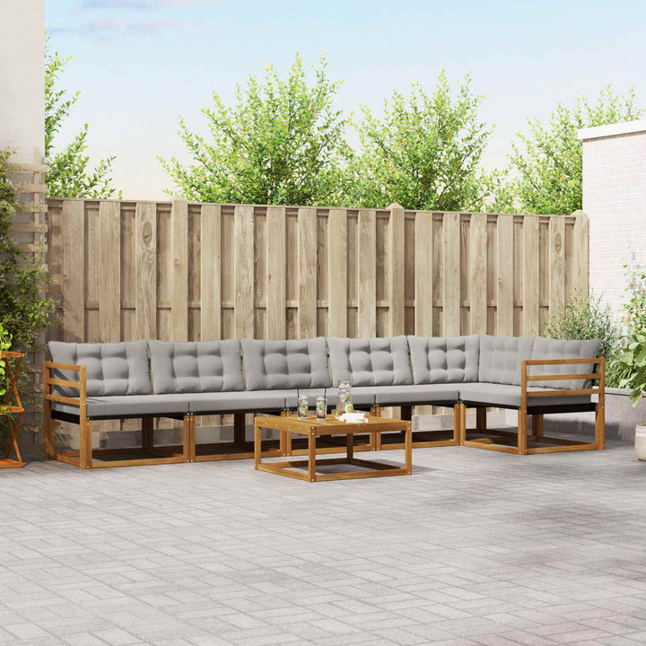Udendørs sofagruppe med pude 7 pcs Naturlig og Lys Grå