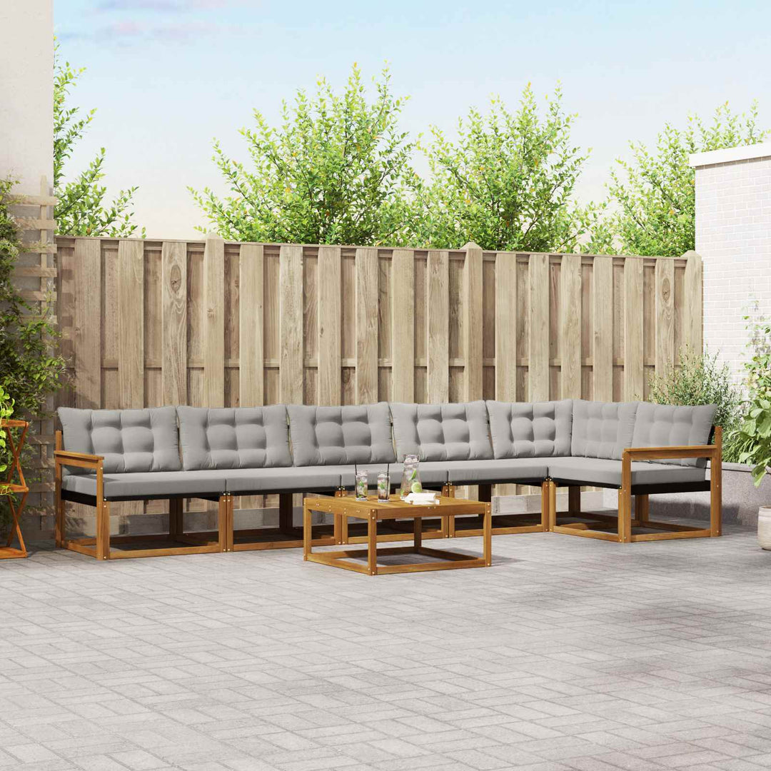 Udendørs sofagruppe med pude 7 pcs Naturlig og Lys Grå