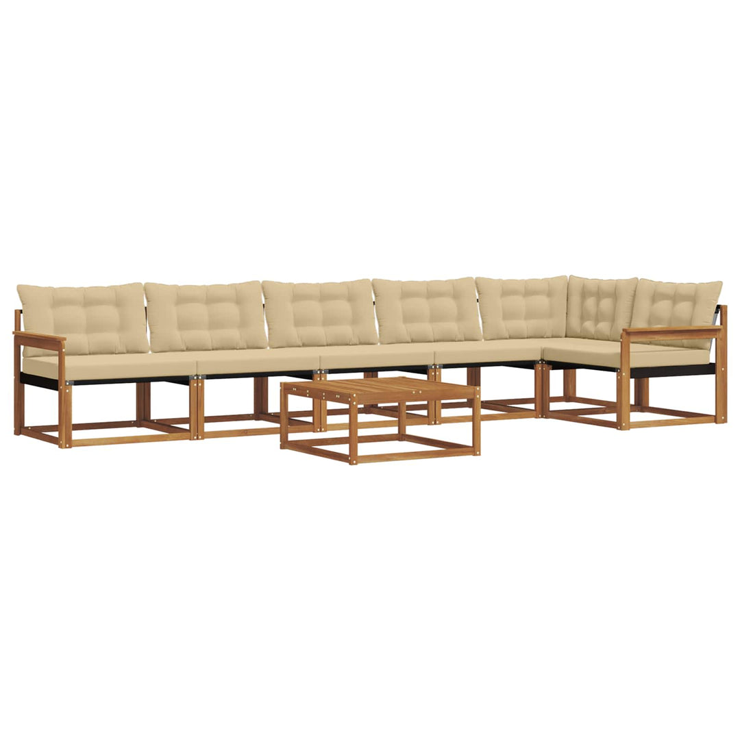 Udendørs sofagruppe med pude 7 pcs Naturlig og Beige