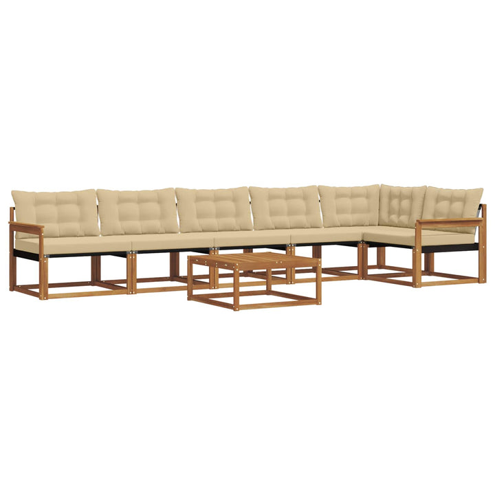 Udendørs sofagruppe med pude 7 pcs Naturlig og Beige