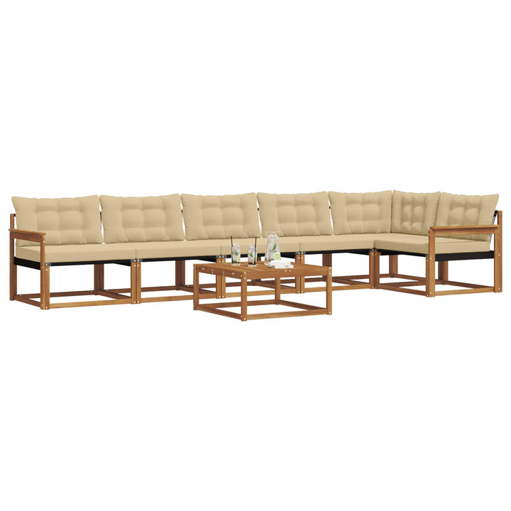 Udendørs sofagruppe med pude 7 pcs Naturlig og Beige