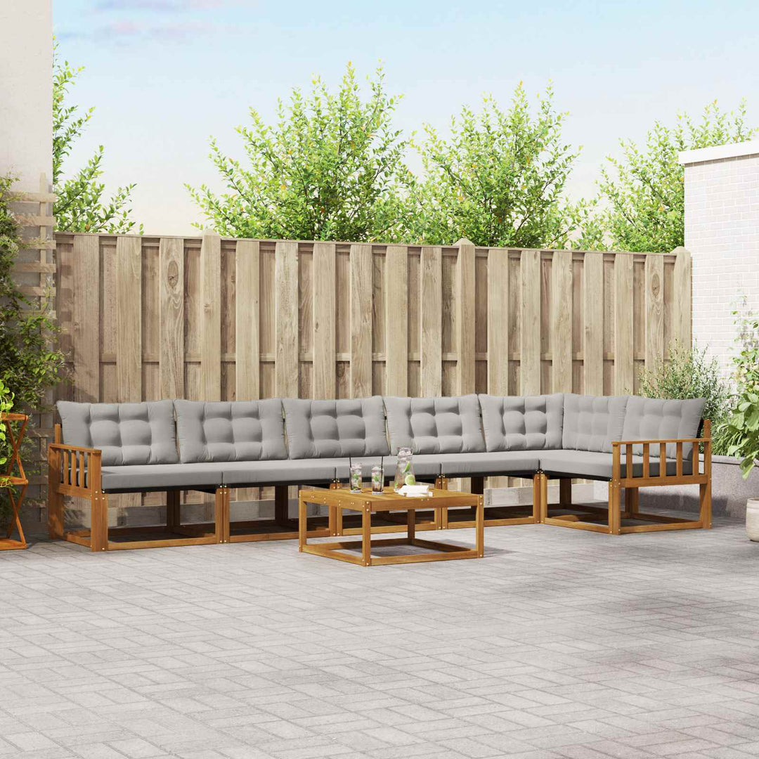 Udendørs sofagruppe med pude 7 pcs Naturlig og Lys Grå