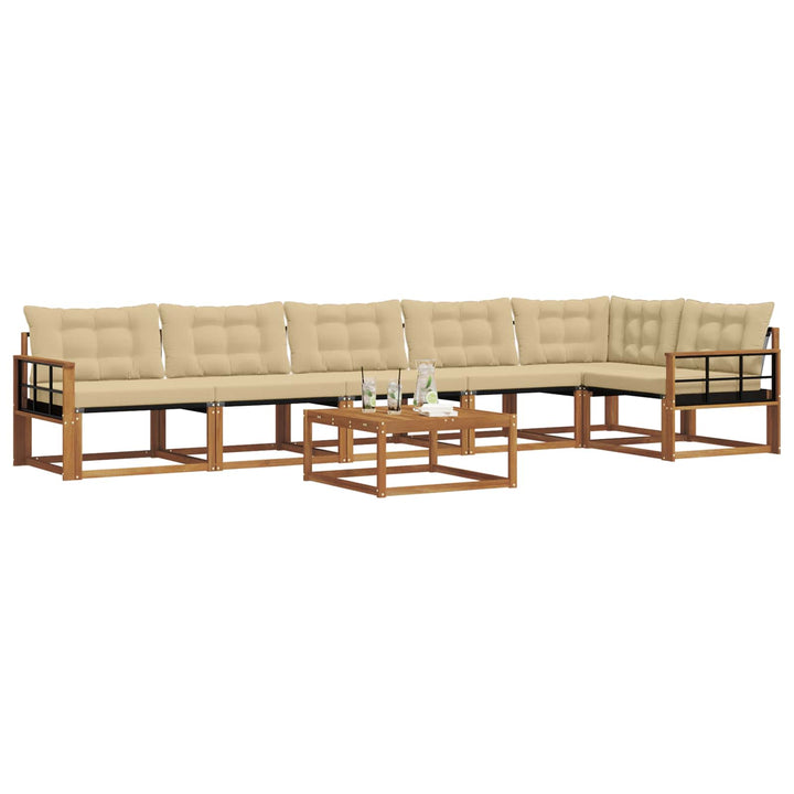 Udendørs sofagruppe med pude 7 pcs Naturlig og Beige