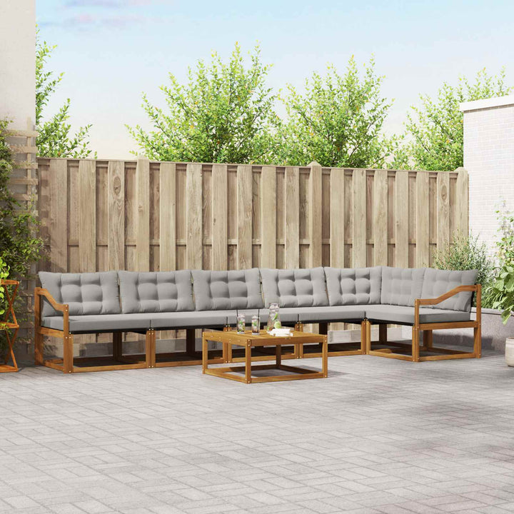 Udendørs sofagruppe med pude 7 pcs Naturlig og Lys Grå