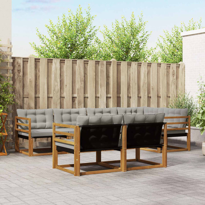 Udendørs sofagruppe med pude 7 pcs Naturlig og Lys Grå