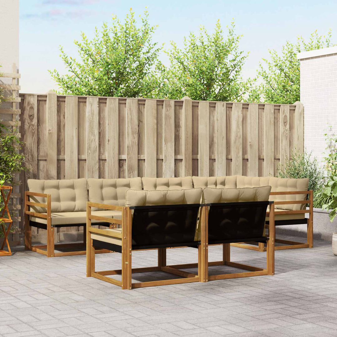 Udendørs sofagruppe med pude 7 pcs Naturlig og Beige