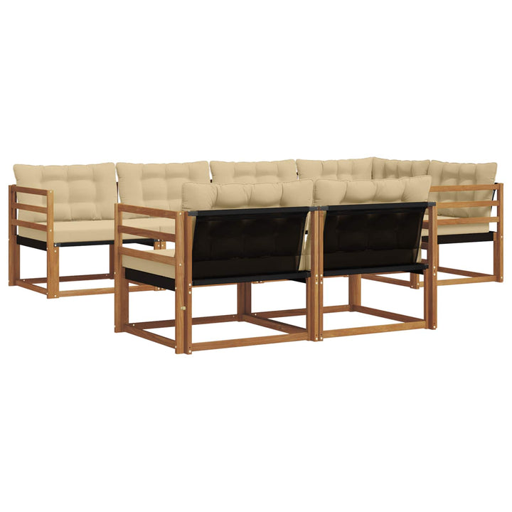 Udendørs sofagruppe med pude 7 pcs Naturlig og Beige