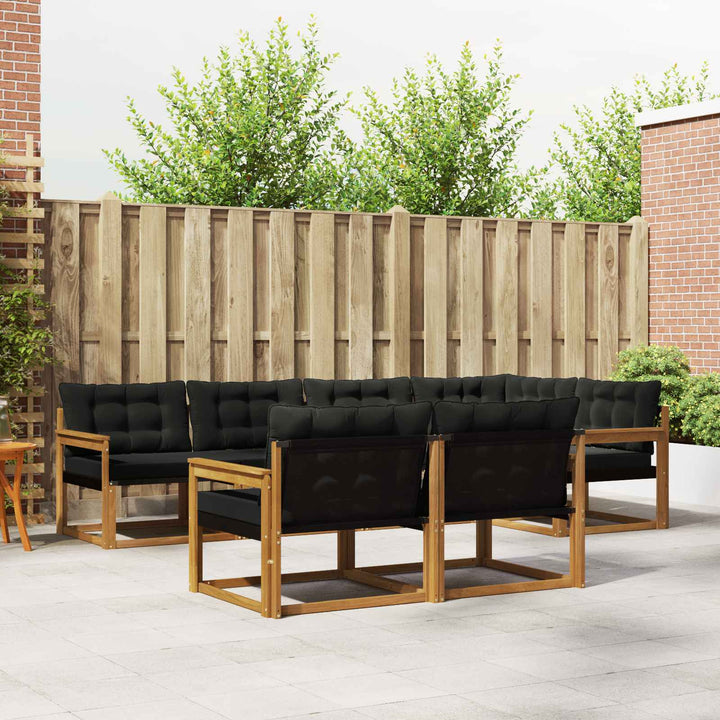 Udendørs sofagruppe med pude 7 pcs Naturlig og sort