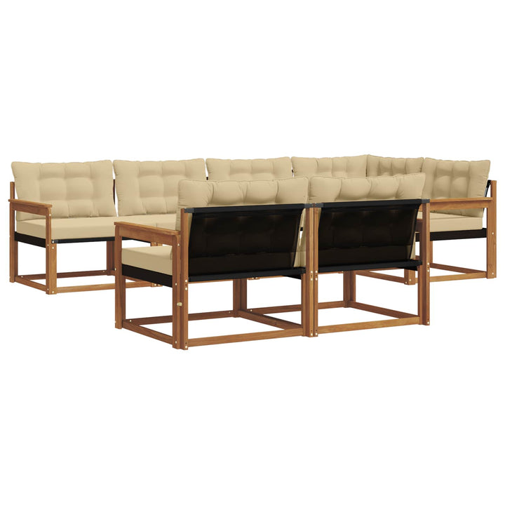 Udendørs sofagruppe med pude 7 pcs Naturlig og Beige