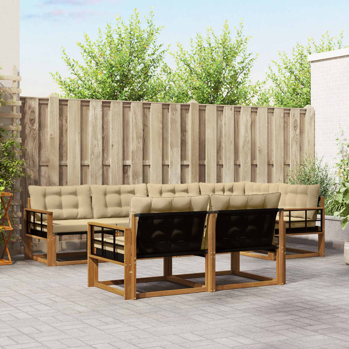 Udendørs sofagruppe med pude 7 pcs Naturlig og Beige