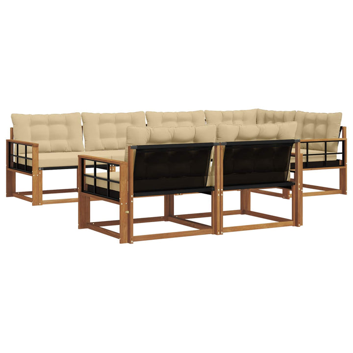 Udendørs sofagruppe med pude 7 pcs Naturlig og Beige