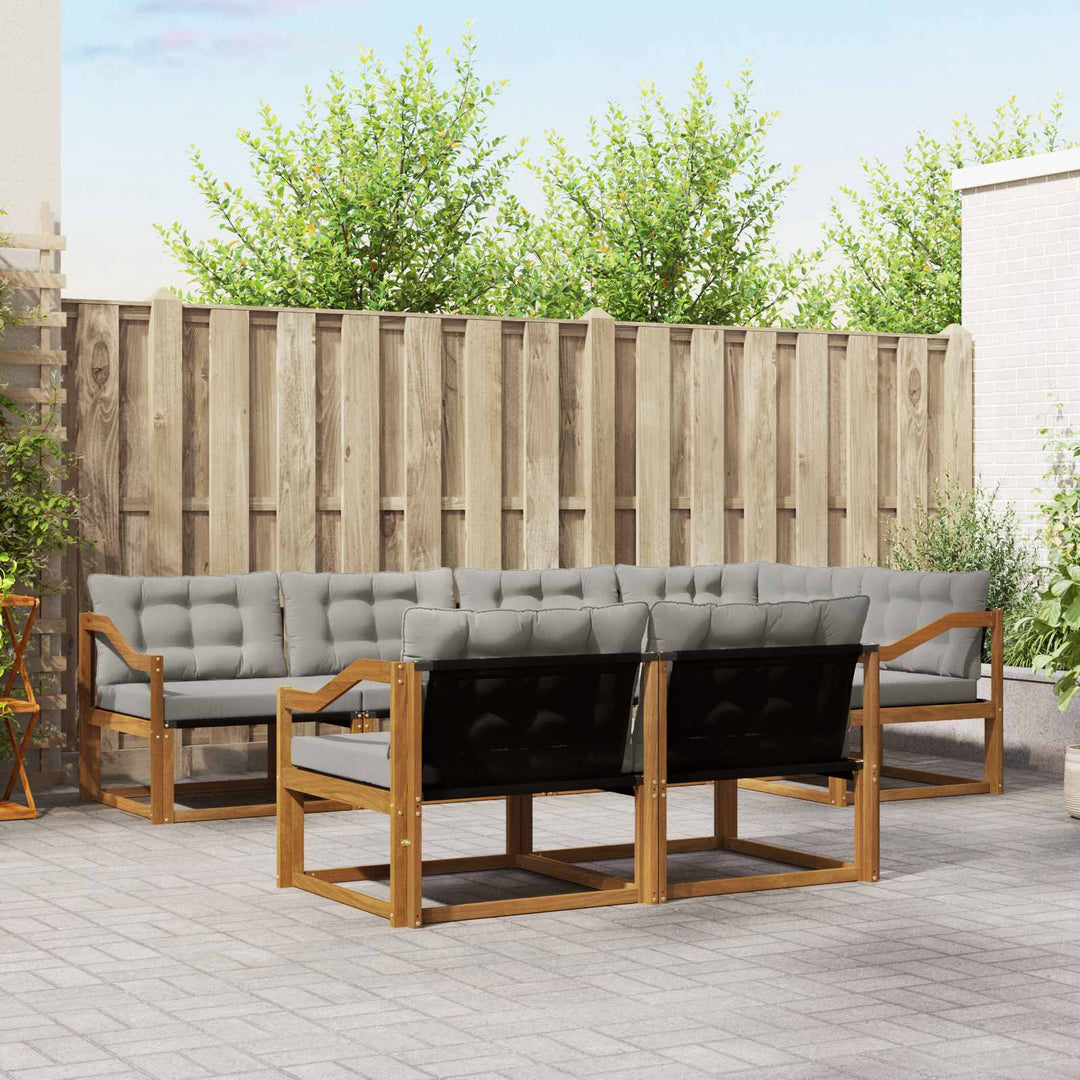 Udendørs sofagruppe med pude 7 pcs Naturlig og Lys Grå