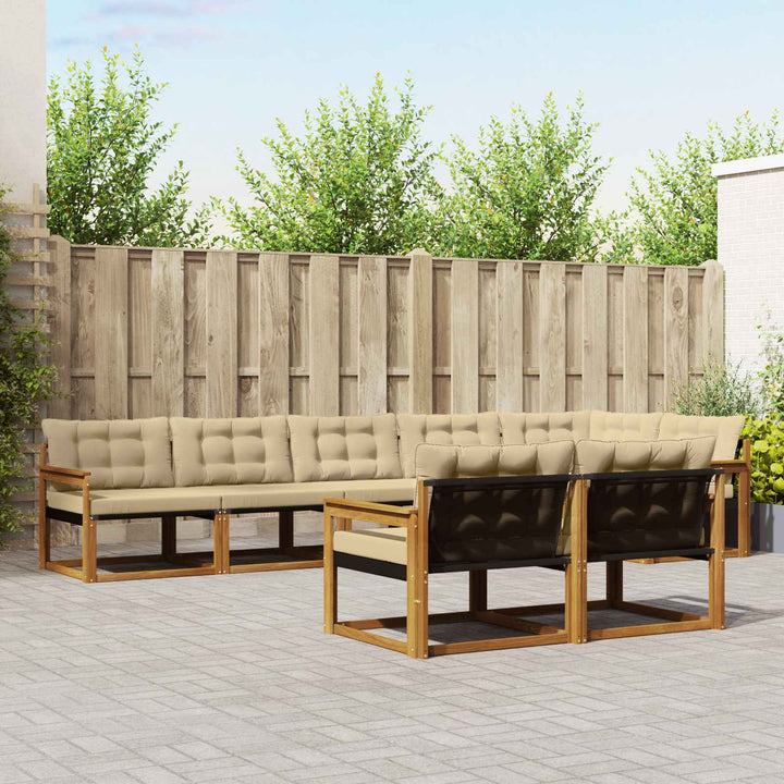 Udendørs sofagruppe med pude 8 pcs Naturlig og Beige