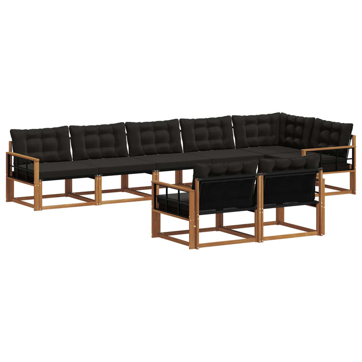 Udendørs sofagruppe med pude 8 pcs Naturlig og sort