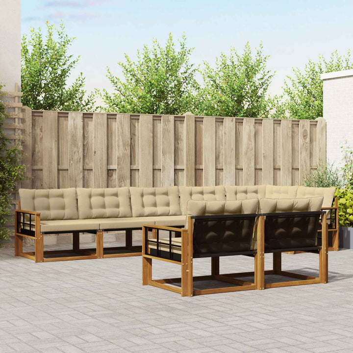 Udendørs sofagruppe med pude 8 pcs Naturlig og Beige