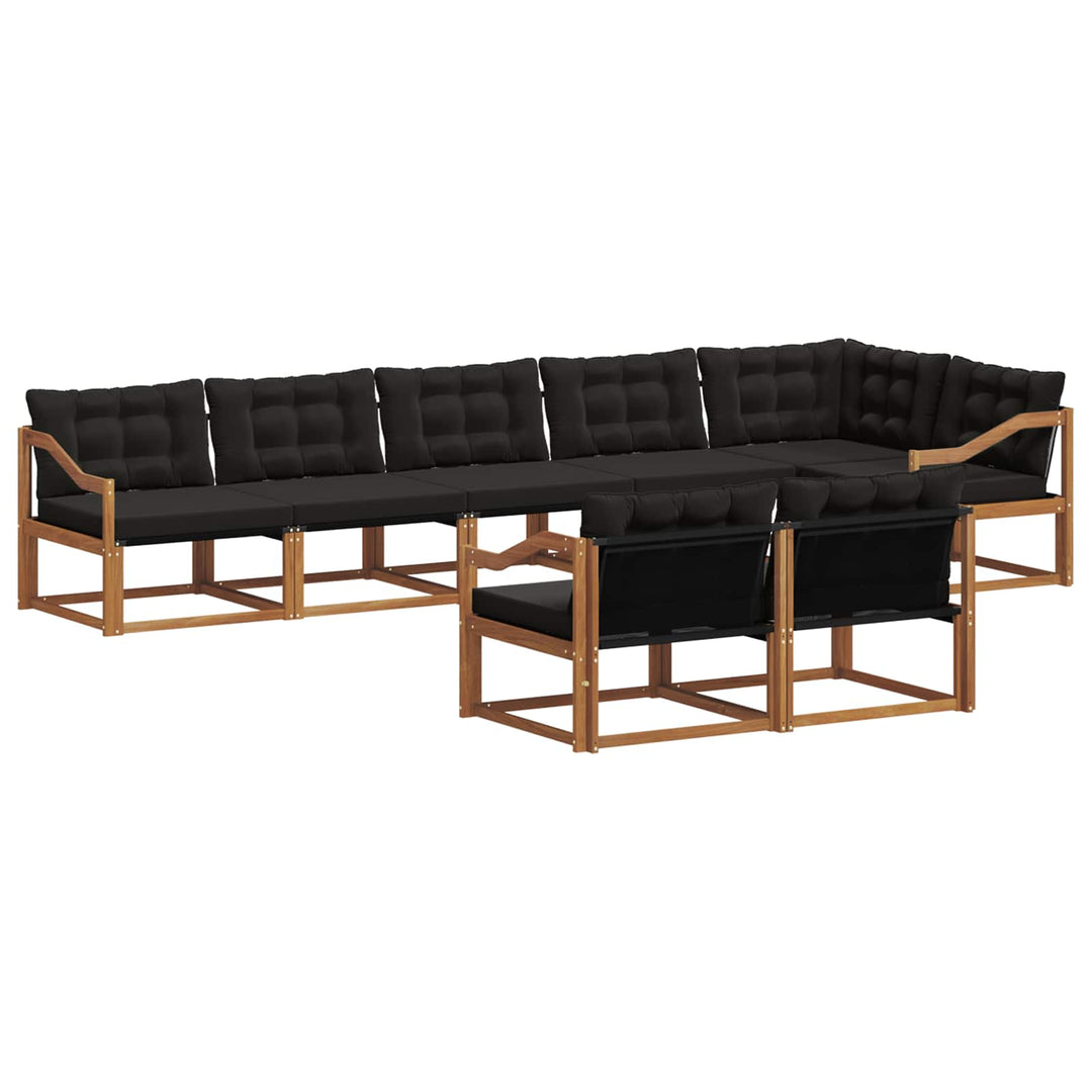 Udendørs sofagruppe med pude 8 pcs Naturlig og sort