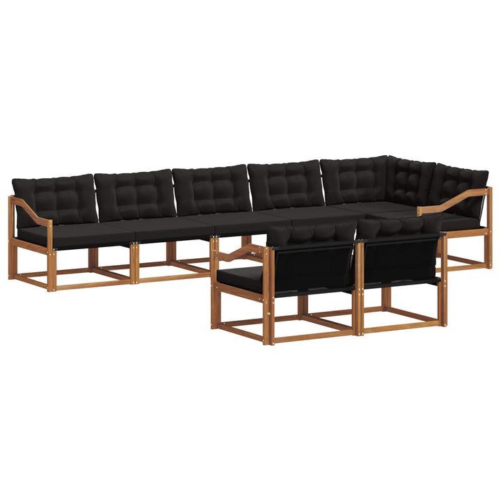 Udendørs sofagruppe med pude 8 pcs Naturlig og sort