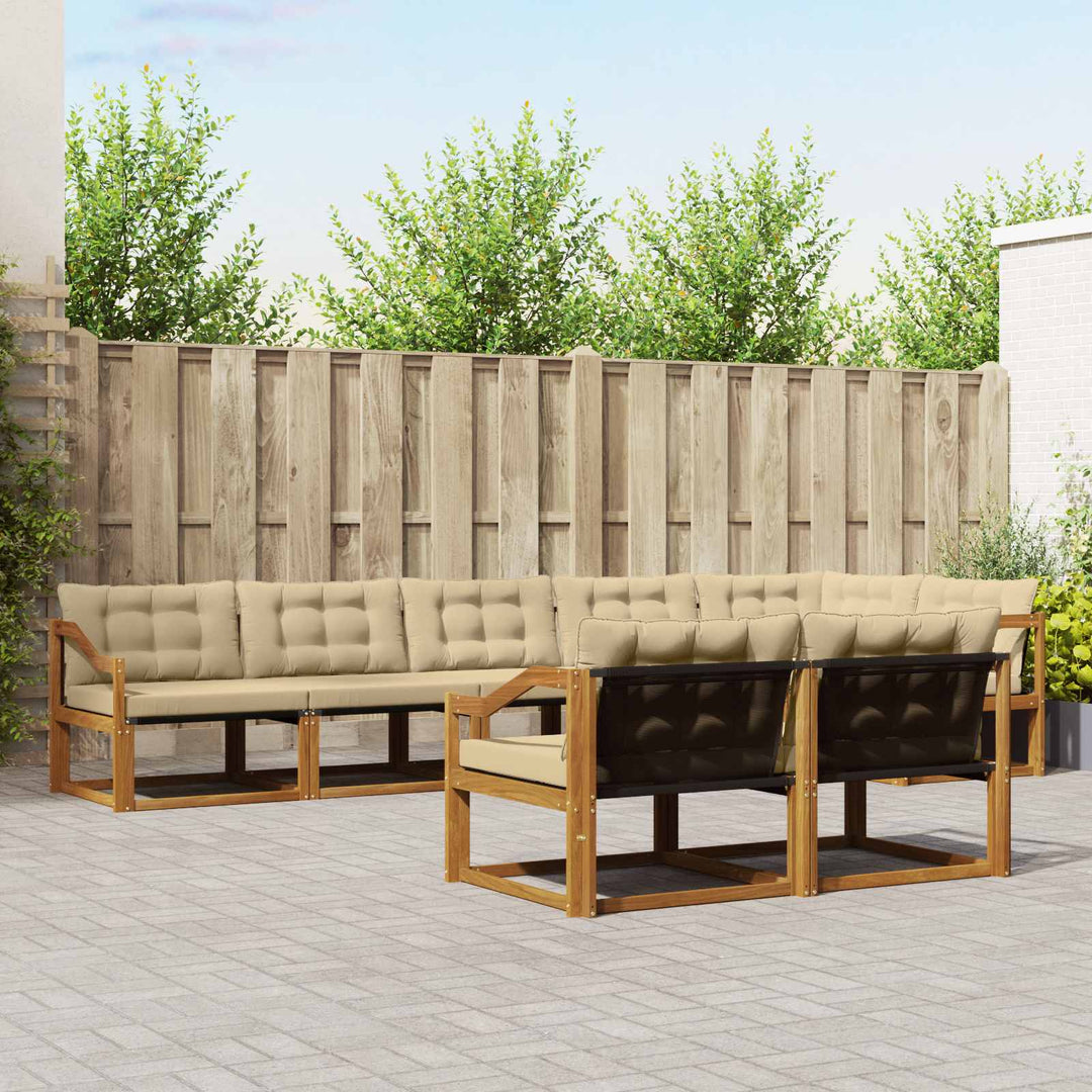 Udendørs sofagruppe med pude 8 pcs Naturlig og Beige